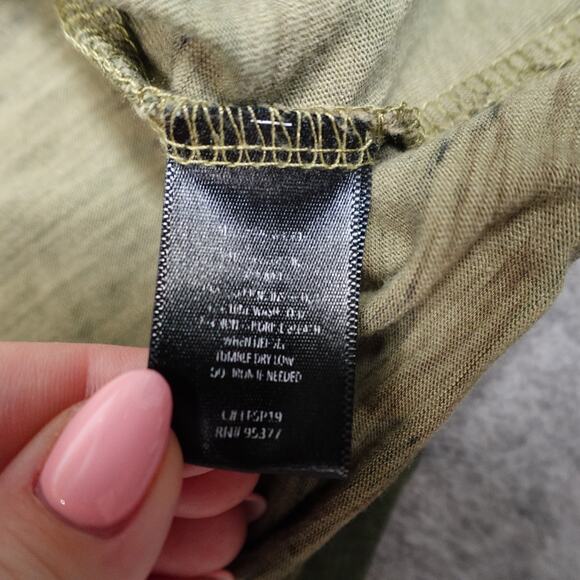 Sanctuary Top Womens Large Scoop Neck Camo Green Brown Knot Front Casual Tee - Picture 3 of 9